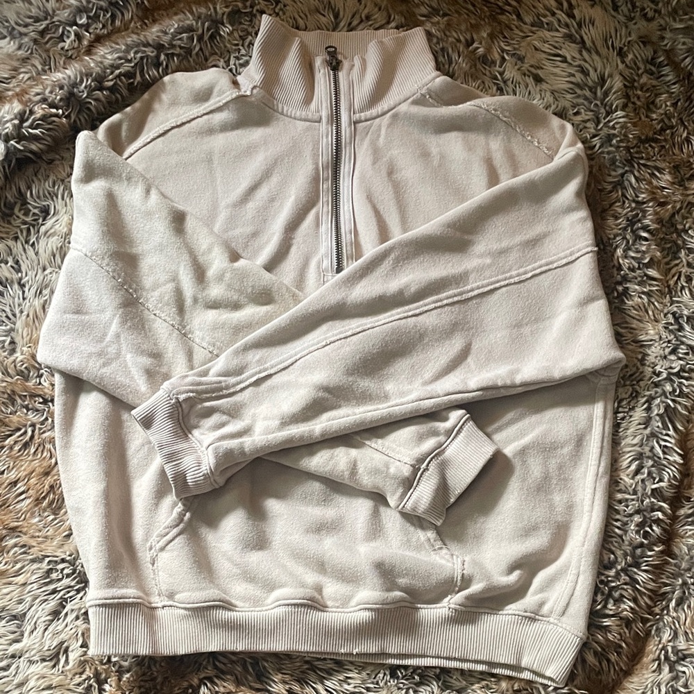 Cream Quarter-Zip Sweatshirt
